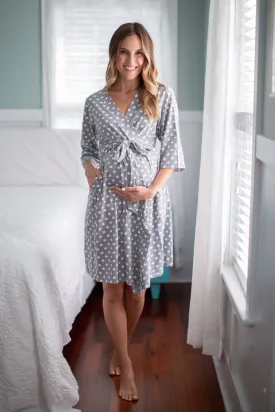 Lisa Grey Dot Pregnancy/Postpartum Robe