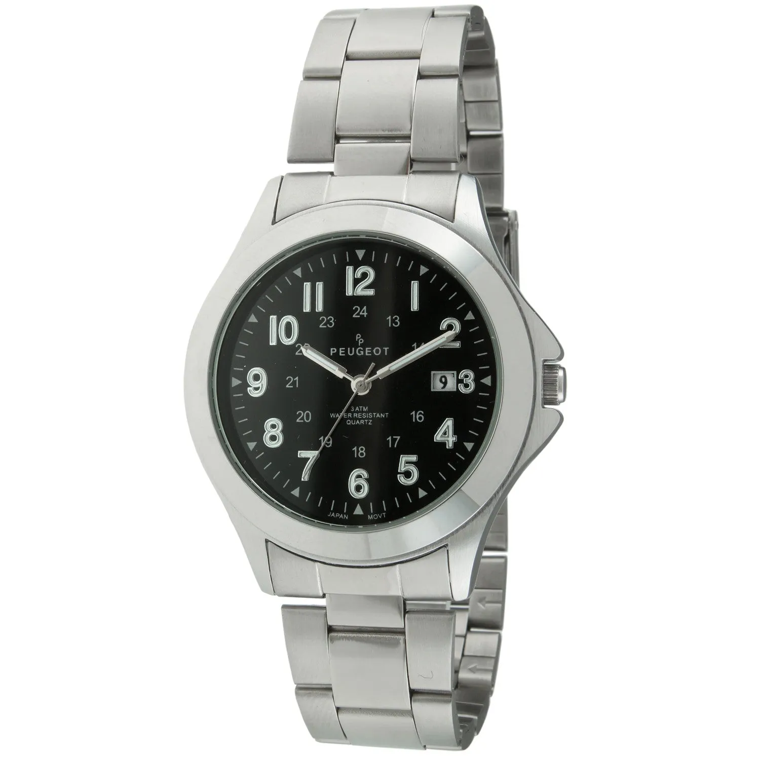 Men 40mm Military Dial Stainless Steel Bracelet watch