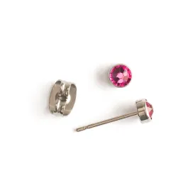 Pink Crystal Titanium Stud Earrings