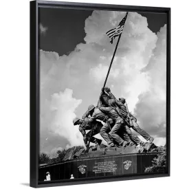 "1950's Usmc War Memorial Iwo Jima 1945 Washington Dc USA" Black Float Frame Canvas Art