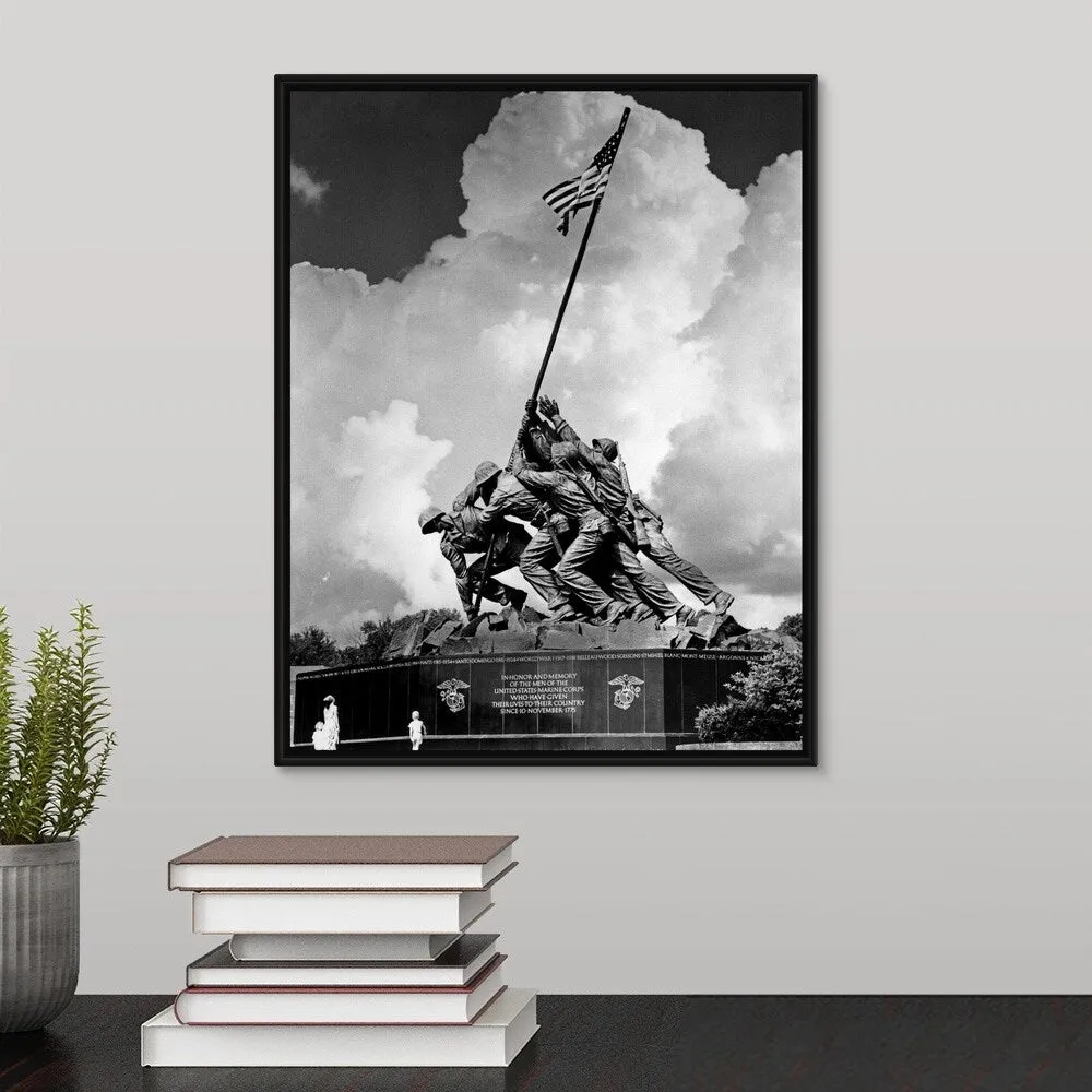 "1950's Usmc War Memorial Iwo Jima 1945 Washington Dc USA" Black Float Frame Canvas Art