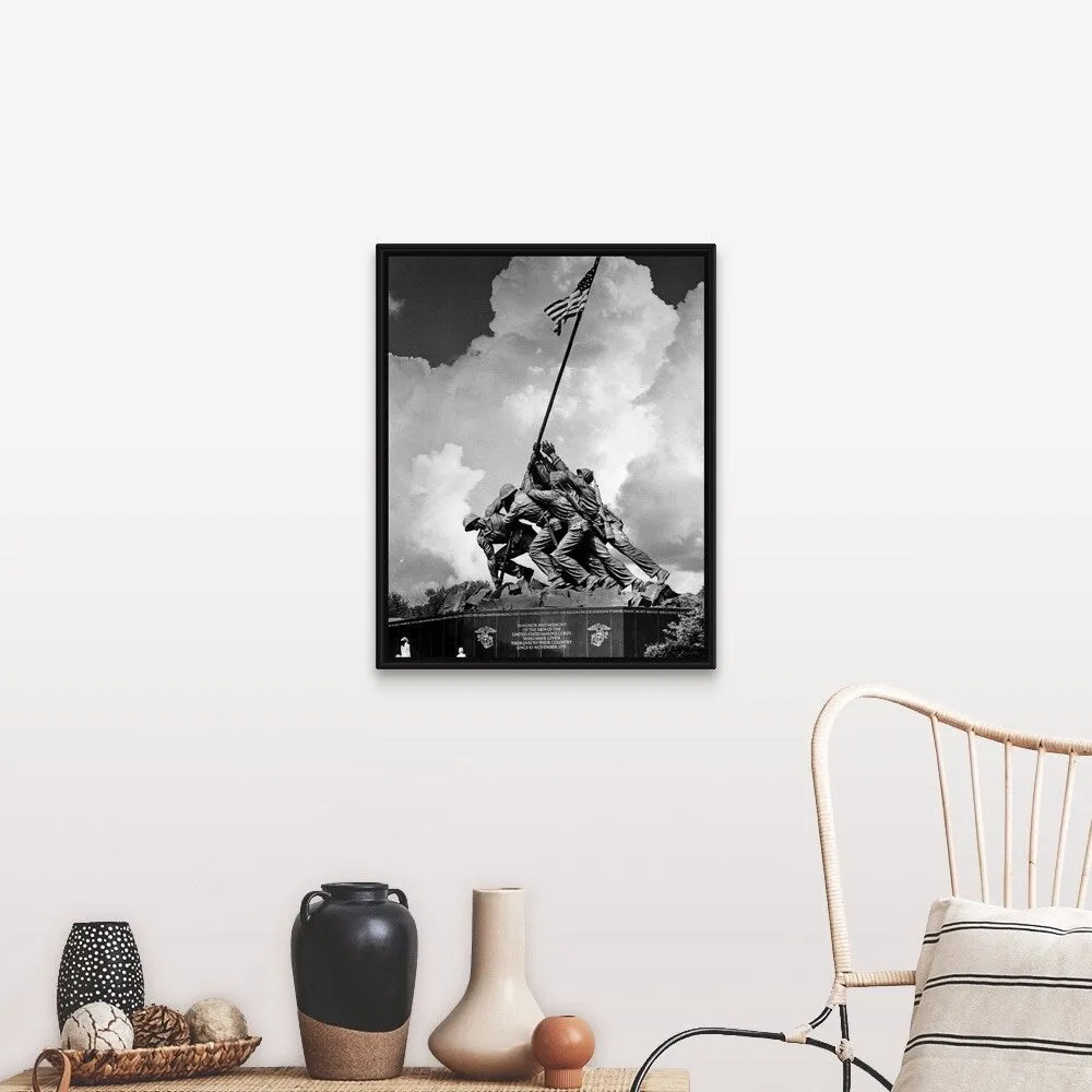 "1950's Usmc War Memorial Iwo Jima 1945 Washington Dc USA" Black Float Frame Canvas Art