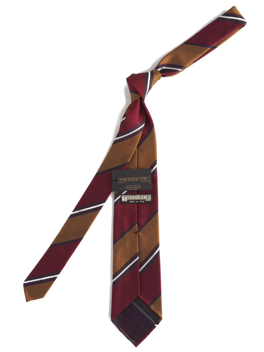 Silk Tie Repp Stripe Wide Red & Gold