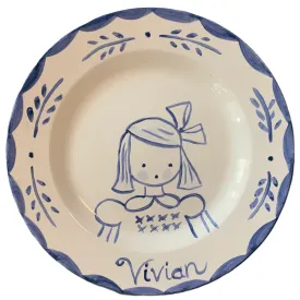 Simple Girl's Plate (blue and white)