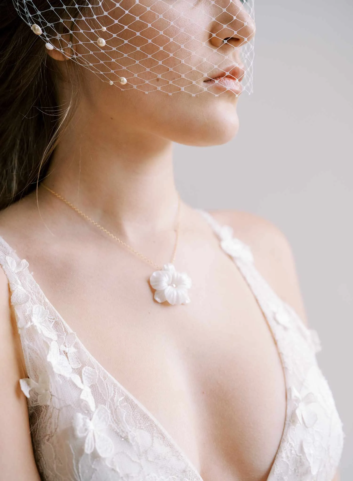 Simple orchid bridal necklace - Style #2420