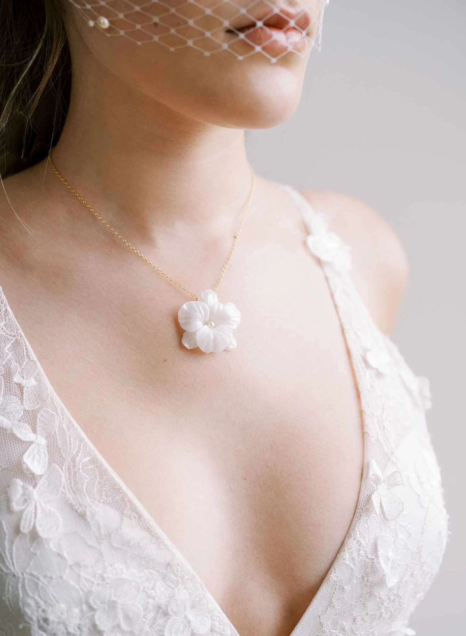 Simple orchid bridal necklace - Style #2420