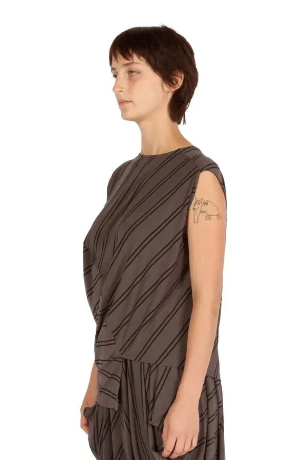 Stripe Drape Jersey Shirt