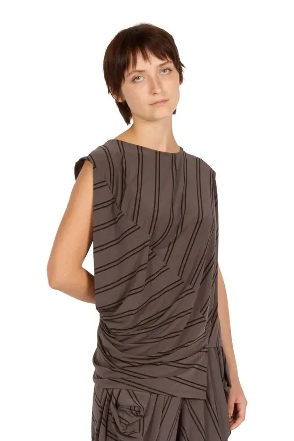 Stripe Drape Jersey Shirt