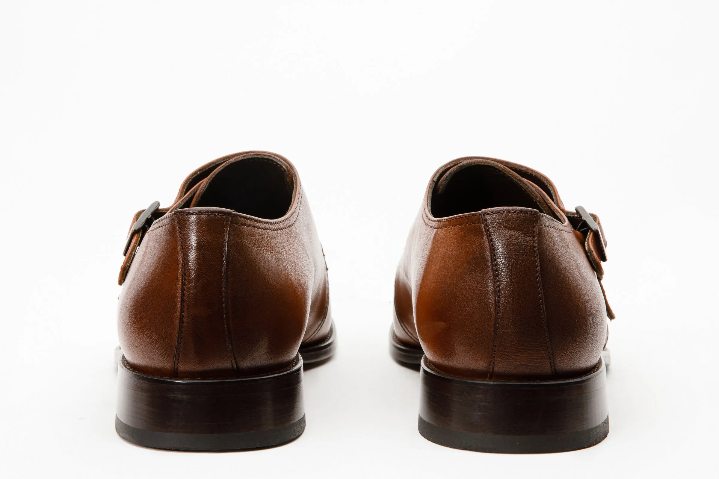 The Essen Brown Cap Toe Double Monk Strap Men Shoe