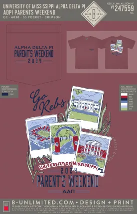 University of Mississippi Alpha Delta Pi - ADPI Parents Weekend - CC - 6030 - SS Pocket - Crimson