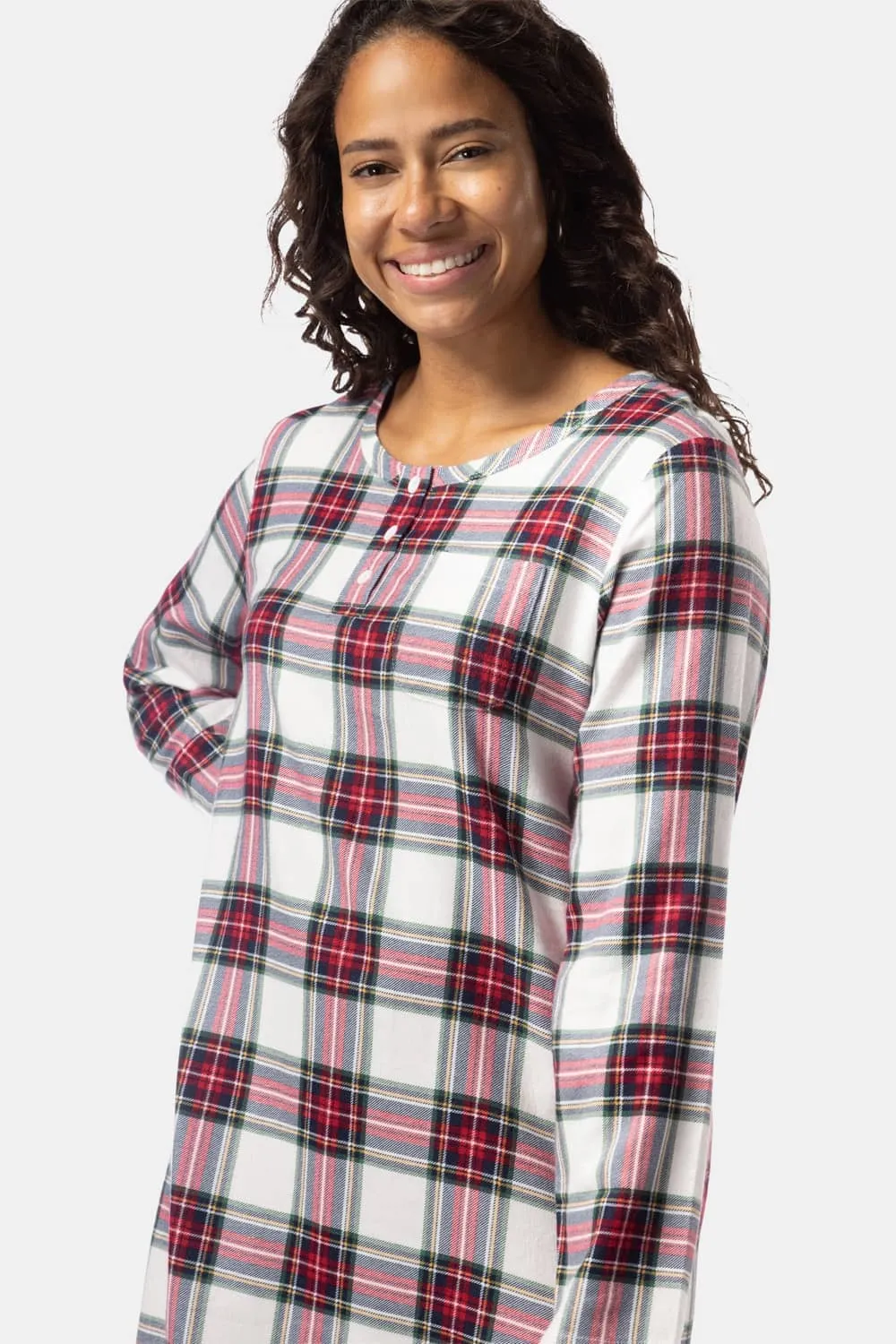 Women's EcoFlannel? Below Knee Henley Nightshirt