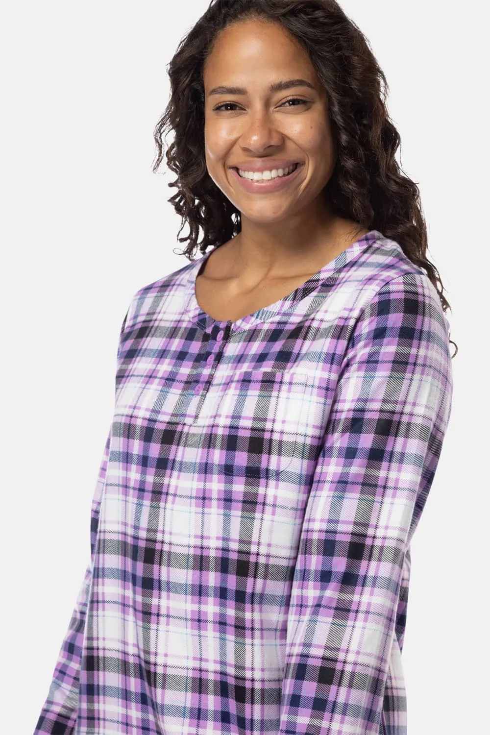 Women's EcoFlannel? Below Knee Henley Nightshirt