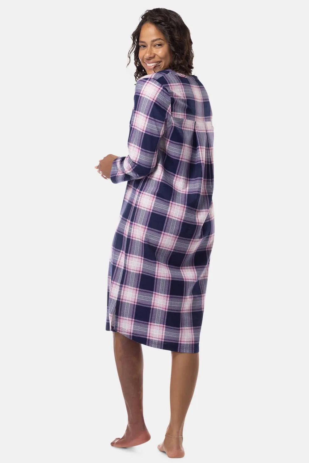 Women's EcoFlannel? Below Knee Henley Nightshirt